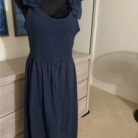 Elegant Navy Blue Women's Dress - Picture 4 of 14